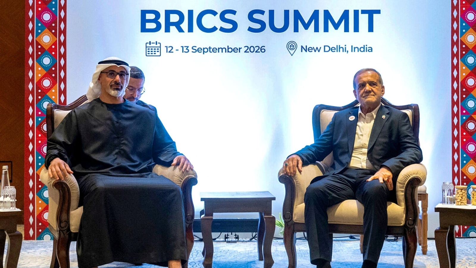 Iran and UAE leaders on the sidelines of the BRICS summit in New Delhi.
